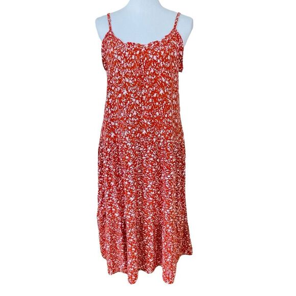 Natural Life Harley Midi Dress Summer Floral Orange Size Medium - Picture 1 of 11